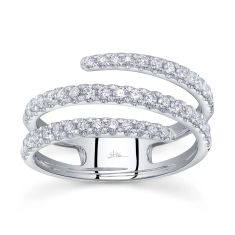 Shy Creation 5/8ctw Diamond 14k White Gold Multi-Row Ring