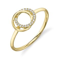 Shy Creation 1/15ctw Diamond Love Knot Circle 14k Yellow Gold Ring 1