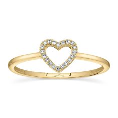 Shy Creation 1/20ctw Diamond Heart 14k Yellow Gold Ring