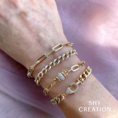 Shy Creation 2 1/5ctw Diamond 14k Yellow Gold Paperclip Link Bracelet
