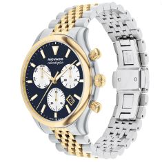Movado Heritage Series Calendoplan Blue Dial Two-Tone Stainless Steel Bracelet Watch 43mm - 3650211