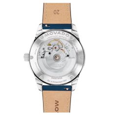 Movado Heritage Series Calendoplan S Automatic White Dial Blue Leather Strap Watch 40mm - 3650226