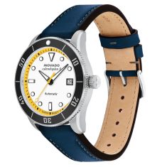 Movado Heritage Series Calendoplan S Automatic White Dial Blue Leather Strap Watch 40mm - 3650226