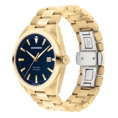 Movado Heritage Series Datron Automatic Blue Dial Gold-Tone Stainless Steel Bracelet Watch 40mm - 3650235