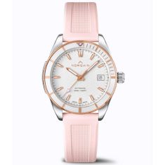 NORQAIN Adventure Sport White Dial Pink Rubber Strap Watch 37mm - N1800CG13A/W183/18PIRE16S