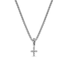 David Yurman Micro Pave Cross Amulet in Sterling Silver with Diamonds, 8mm