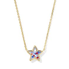 image of Kendra Scott Cassidy Short Pendant Necklace in Red White Blue Star Illusion, Gold-Plated with sku:20572459