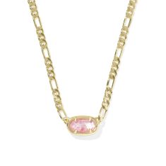 Kendra Scott Elisa Figaro Chain Short Pendant Necklace in Pink Iridescent Mother-of-Pearl