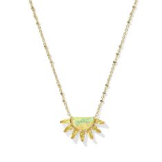 Kendra Scott Samantha Sun Short Pendant Necklace in Yellow Opalescent Resin