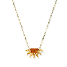 Kendra Scott Samantha Sun Short Pendant Necklace in Orange Glass