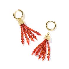 Kendra Scott Sylvia Huggie Earrings in Orange Banded Agate