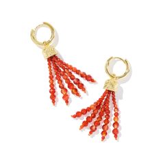 Kendra Scott Sylvia Huggie Earrings in Orange Banded Agate