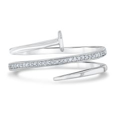 1/10ctw Diamond Sterling Silver Nail Wrap Ring