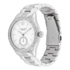 COACH Brooks Automatic Crystal Accent White Dial Stainless Steel Bracelet Watch 38mm - 14504526