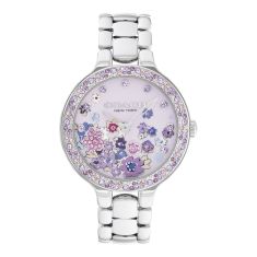 COACH Chelsea Crystal Accent Purple Dial Stainless Steel Bracelet Watch 36mm - 14504499