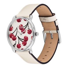 COACH Elliot Cherry Dial White Leather Strap Watch 36mm - 14504518
