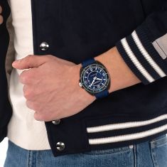 COACH Charter Automatic Blue Dial Blue Leather Strap Watch 44mm - 14602736