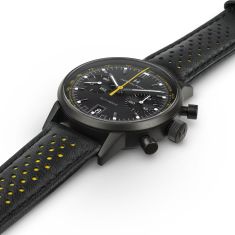 Hamilton American Classic Intra-Matic Auto Chrono Black & Yellow Dial Leather Strap Watch 40mm - H38446731