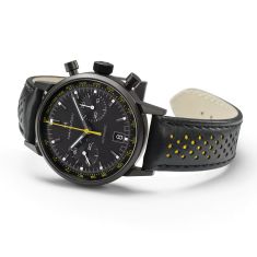 Hamilton American Classic Intra-Matic Auto Chrono Black & Yellow Dial Leather Strap Watch 40mm - H38446731