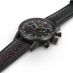 Hamilton American Classic Intra-Matic Auto Chrono Black & Orange Dial Leather Strap Watch 40mm - H38446732