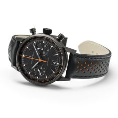 Hamilton American Classic Intra-Matic Auto Chrono Black & Orange Dial Leather Strap Watch 40mm - H38446732