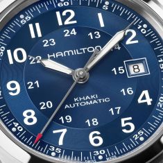 Hamilton Khaki Field Automatic Navy Blue Sunray Dial Stainless Steel Watch 42mm - H70605140
