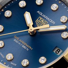 TAG Heuer AQUARACER Professional 200 Solargraph Quartz Blue Diamond Dial Two-Tone Stainless Steel Watch 34mm - WBP1323.BB0004