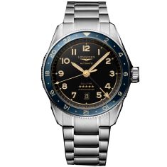 image of Longines Spirit Zulu Time Automatic GMT Date Anthracite Dial Stainless Steel Watch 42mm - L38124606 with sku:20575130