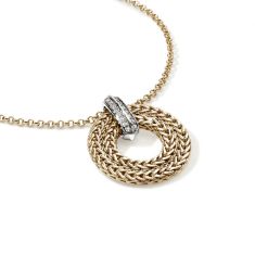 John Hardy Icon 1/5ctw Diamond Link 14k Yellow Gold Pendant Necklace