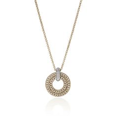 John Hardy Icon 1/5ctw Diamond Link 14k Yellow Gold Pendant Necklace