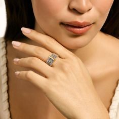 John Hardy Icon Link Two-Tone Bar Ring - Size 7