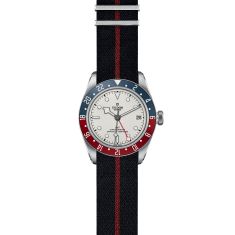 Black Bay GMT Opaline Dial Black and Burgundy Fabric Strap Watch 41mm - M79830RB-0012