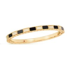 Roberto Coin Mosaic Alternating Black Jade and 3/8ctw Diamond 18k Yellow Gold Bangle Bracelet