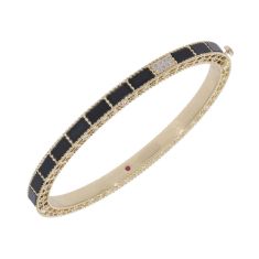 Roberto Coin Mosaic Black Jade and Diamond 18k Yellow Gold Bangle Bracelet Roberto Coin Mosaic Black Jade and Diamond 18k Yellow Gold Bangle Bracelet
