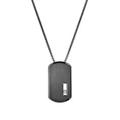 image of Messika Move 1/8ctw Diamond Men's Titanium Graphite Dog Tag Pendant Necklace with sku:20576146