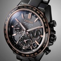 Citizen Eco-Drive Attesa Satellite Timekeeping Chronograph Brown Dial Super Titanium Watch 44.6mm - CC4074-61W