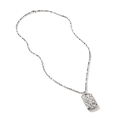 John Hardy Naga Sterling Silver Dog Tag Pendant Necklace