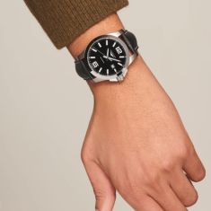 Longines Conquest Black Dial Black Leather Strap Watch 43mm - L37604563