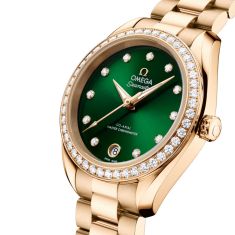 OMEGA Seamaster Aqua Terra Green Diamond Dial Moonshine™ Gold Watch 30mm - 22055302060001