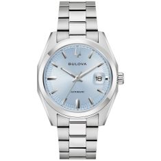 image of Bulova Surveyor Automatic Light Blue Dial Stainless Steel Bracelet Watch 39mm - 96B469 with sku:20578886