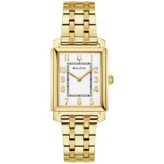 image of Bulova Sutton White Dial Gold-Tone Bracelet Watch 25mm - 97L186 with sku:20578993