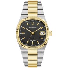 Bulova Super Seville Black Dial Two-Tone Stainless Steel Bracelet Watch 37.5mm - 98B458