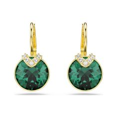 Swarovski Bella V Round Green Crystal Drop Earrings, Gold-Tone Plated