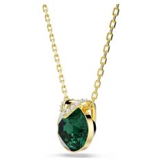 Swarovski Bella V Round Green Crystal Pendant Necklace, Gold-Tone Plated