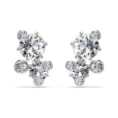 Swarovski Constella White Crystal and Zirconia Stud Earrings, Rhodium-Plated 1