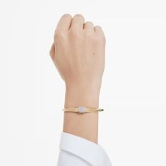 Swarovski Dextera White Crystal Bangle Bracelet, Gold-Tone Plated
