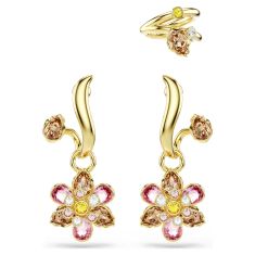 Swarovski Idyllia Multicolored Crystal Flower Earrings, Gold-Tone Plated 1