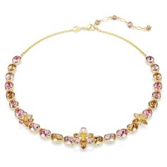 Swarovski Idyllia Multicolored Crystal Flower Necklace, Gold-Tone Plated