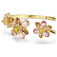 Swarovski Idyllia Multicolored Crystal Flower Bangle Bracelet, Gold-Tone Plated