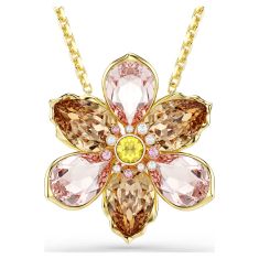 Swarovski Idyllia Multicolored Crystal Flower Pendant Necklace and Brooch, Gold-Tone Plated 1